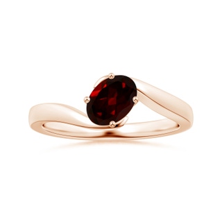 7.93x5.81x3.65mm AAAA GIA Certified Tilted Oval Garnet Solitaire Ring with Bypass Split Shank in Rose Gold