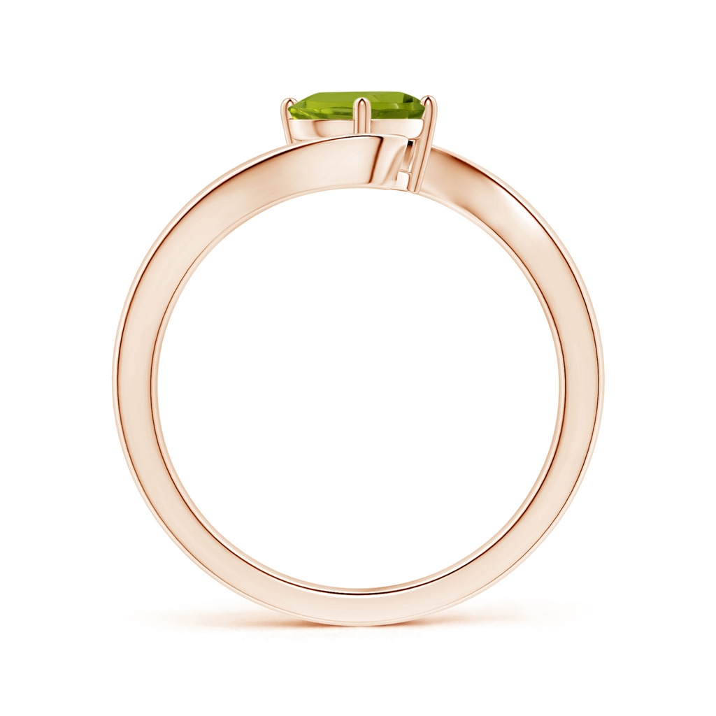 8.02x5.97x4.09mm AAA GIA Certified Solitaire Tilted Oval Peridot Bypass Split Shank Ring in Rose Gold - side 199