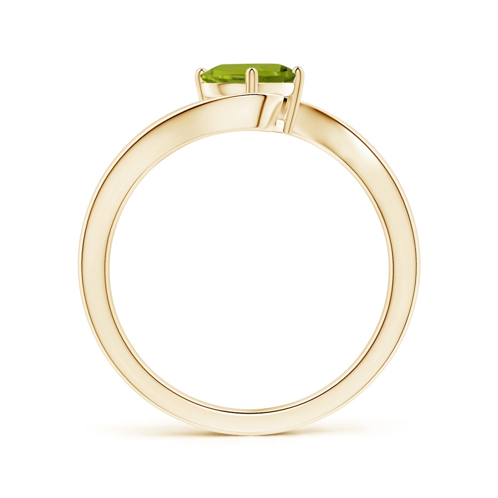 8.02x5.97x4.09mm AAA GIA Certified Solitaire Tilted Oval Peridot Bypass Split Shank Ring in Yellow Gold - side 199