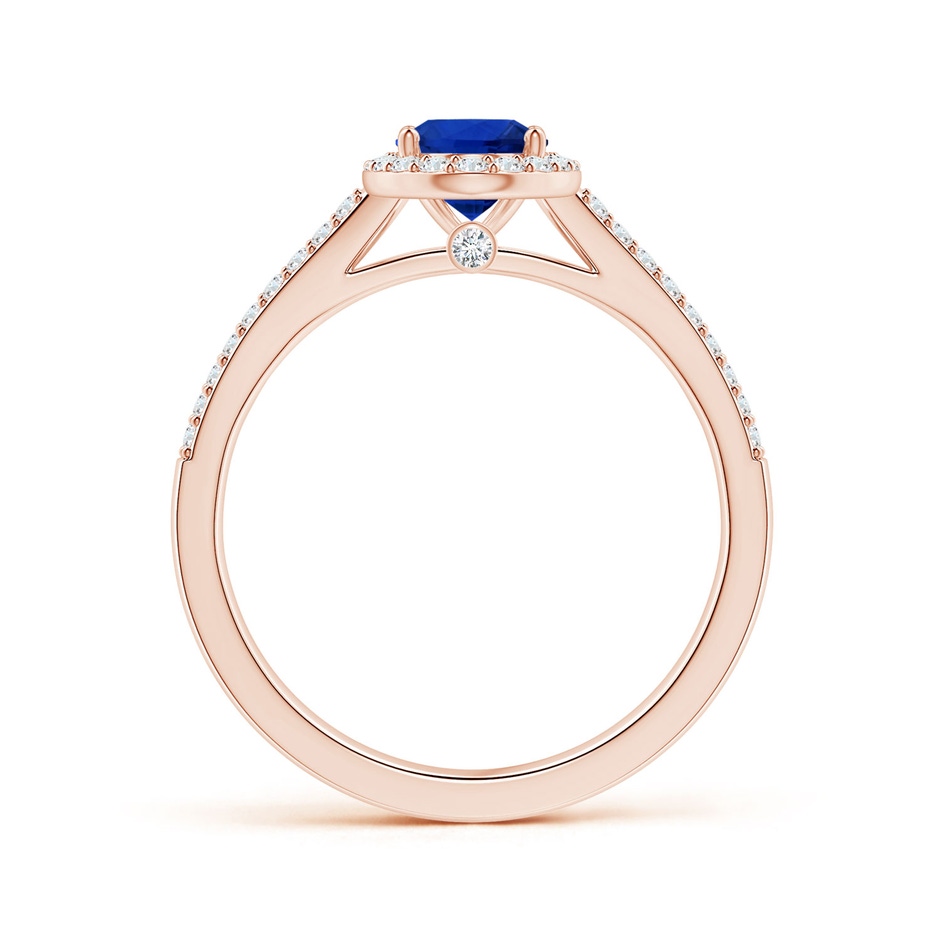 7.87x5.85x3.74mm AAAA GIA Certified Oval Blue Sapphire Halo Ring with Diamond Split Shank in 18K Rose Gold side 199