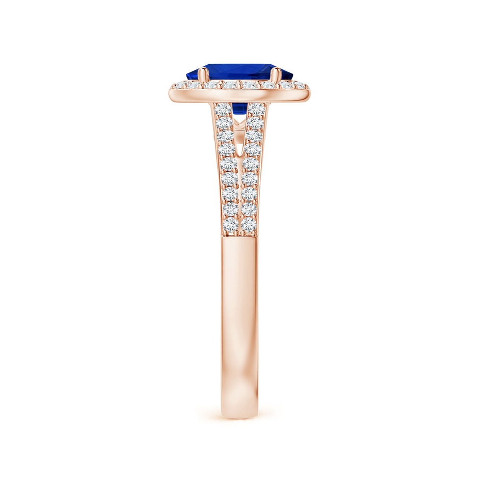 7.87x5.85x3.74mm AAAA GIA Certified Oval Blue Sapphire Halo Ring with Diamond Split Shank in 9K Rose Gold side 399