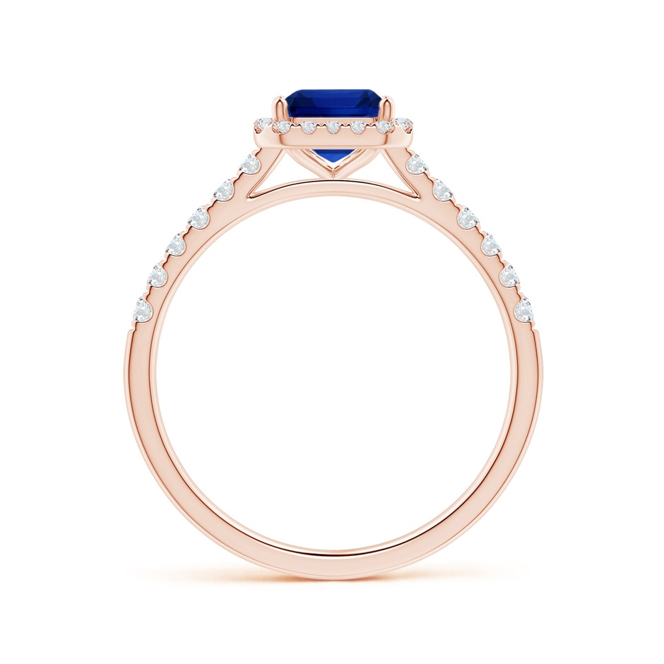 6.98x4.86x3.12mm AAA GIA Certified Emerald-Cut Blue Sapphire Halo Ring with Diamonds in 18K Rose Gold side 199