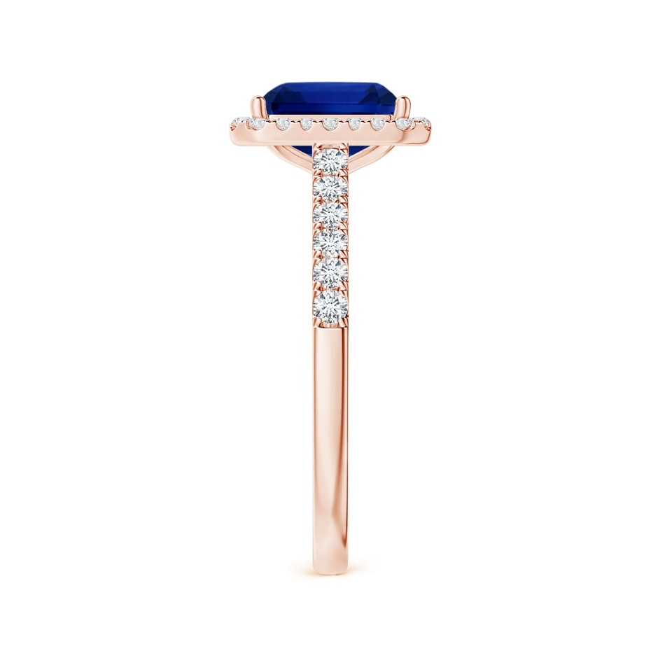 6.98x4.86x3.12mm AAA GIA Certified Emerald-Cut Blue Sapphire Halo Ring with Diamonds in 18K Rose Gold side 399