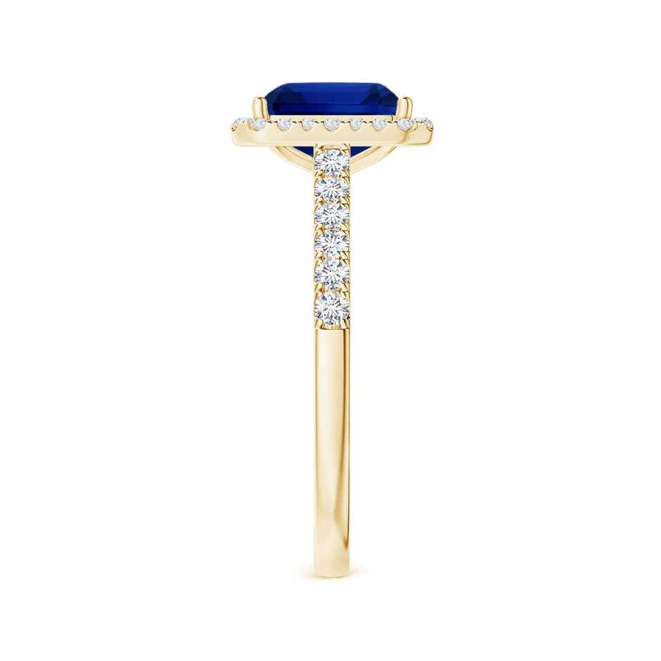 6.98x4.86x3.12mm AAA GIA Certified Emerald-Cut Blue Sapphire Halo Ring with Diamonds in 18K Yellow Gold side 399