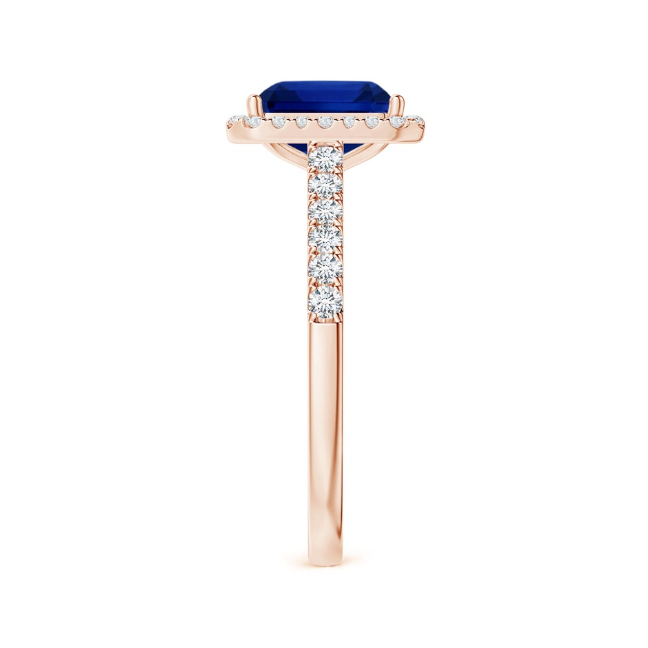 6.98x4.86x3.12mm AAA GIA Certified Emerald-Cut Blue Sapphire Halo Ring with Diamonds in 9K Rose Gold side 399