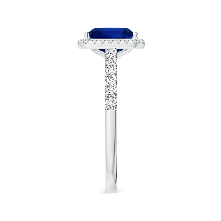 6.98x4.86x3.12mm AAA GIA Certified Emerald-Cut Blue Sapphire Halo Ring with Diamonds in P950 Platinum side 399