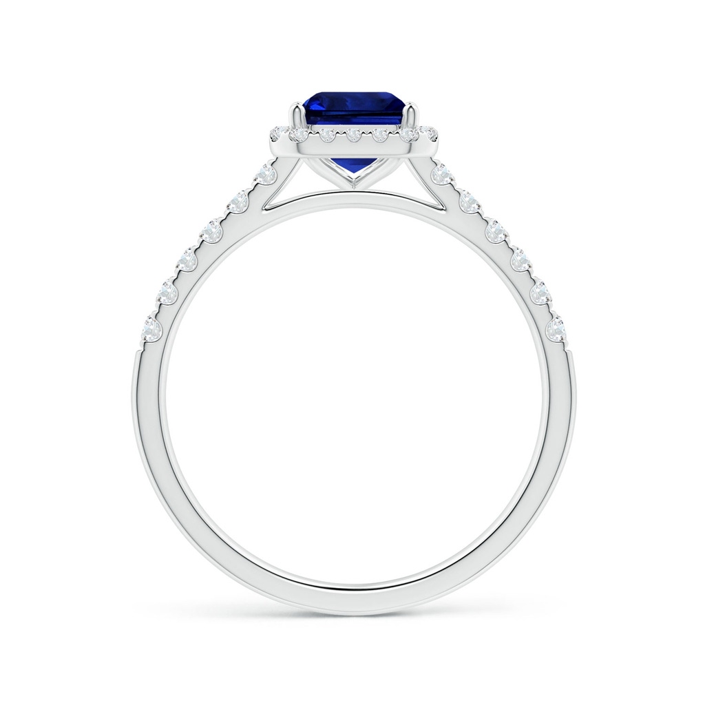 7.01x4.95x3.41mm AAA GIA Certified Emerald-Cut Blue Sapphire Halo Ring with Diamonds in P950 Platinum Side 199
