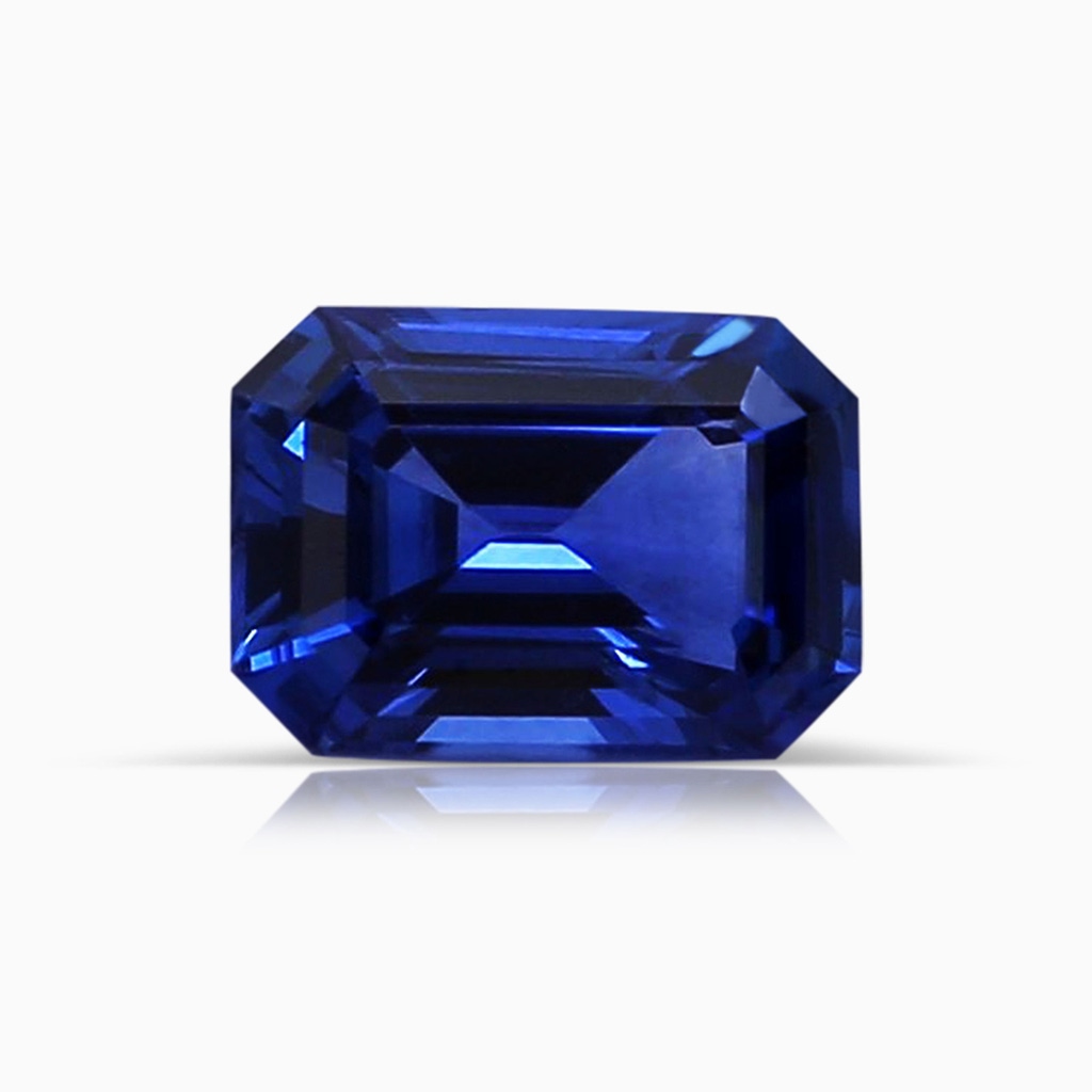 7.01x4.95x3.41mm AAA GIA Certified Emerald-Cut Blue Sapphire Halo Ring with Diamonds in P950 Platinum Side 699