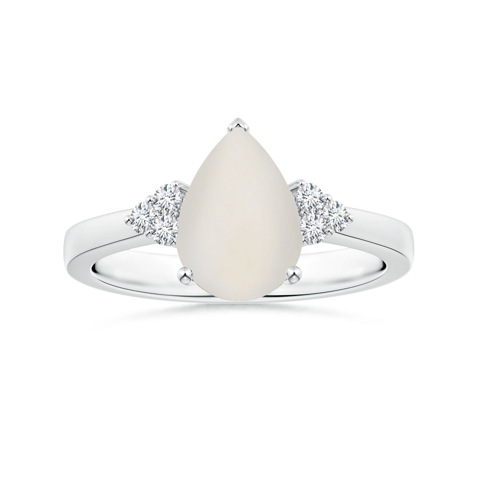 10.13x6.92x3.56mm AAAA GIA Certified Pear-Shaped Rainbow Moonstone Reverse Tapered Ring with Diamonds in 18K White Gold 