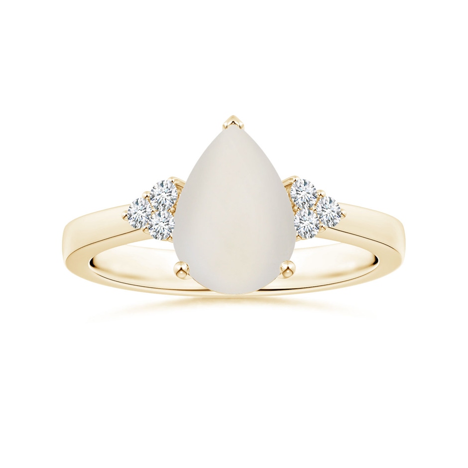 10.13x6.92x3.56mm AAAA GIA Certified Pear-Shaped Rainbow Moonstone Reverse Tapered Ring with Diamonds in Yellow Gold 