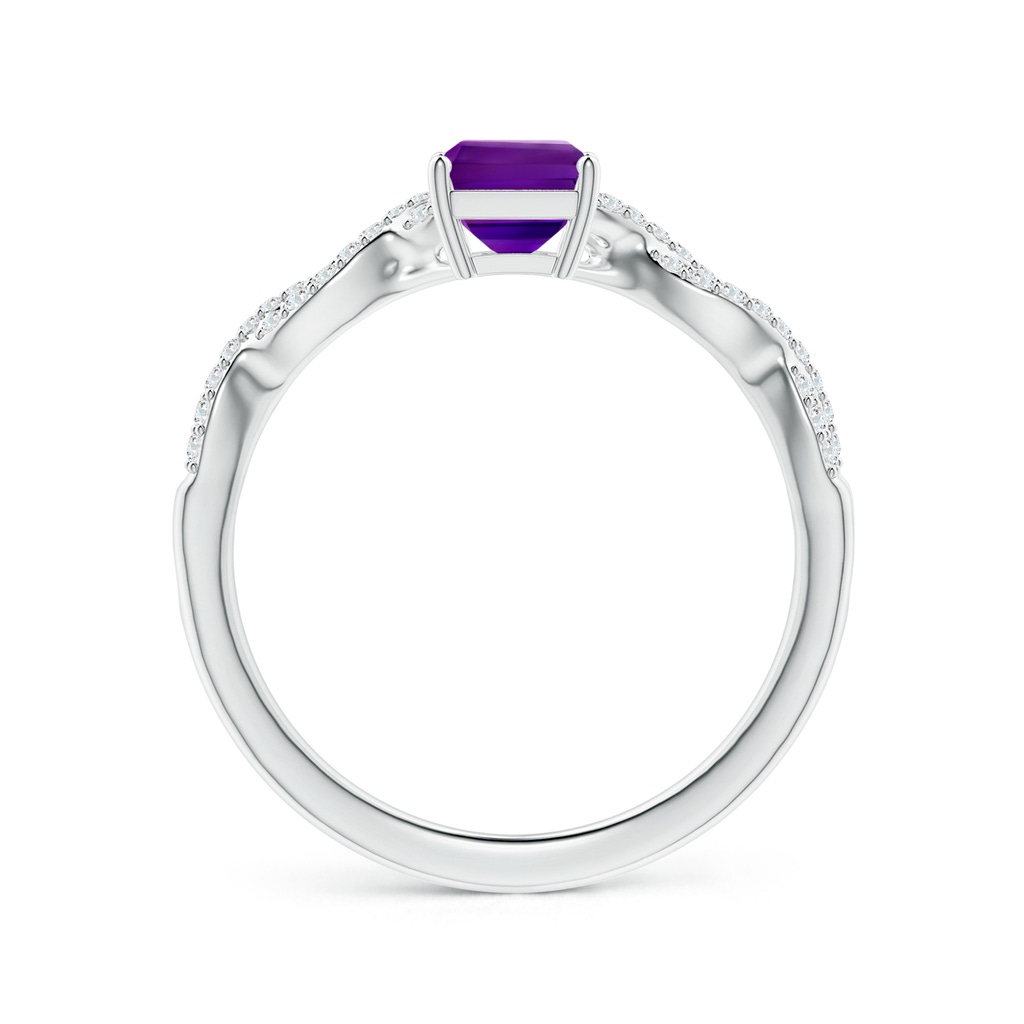 7.91x5.92x3.96mm AAA GIA Certified Emerald-Cut Amethyst Ring with Diamond Twist Shank in P950 Platinum Side 199