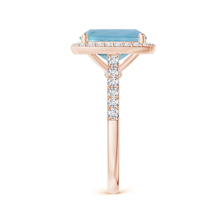 11.13x9.10x6.21mm AAAA GIA Certified Cushion Aquamarine Single Halo Ring with Diamonds in 18K Rose Gold side 399
