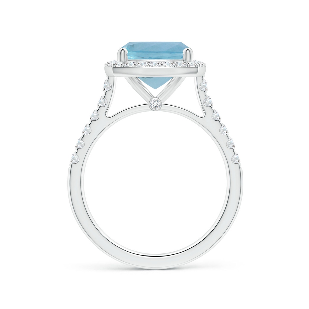 11.13x9.10x6.21mm AAAA GIA Certified Cushion Aquamarine Single Halo Ring with Diamonds in White Gold - side 199