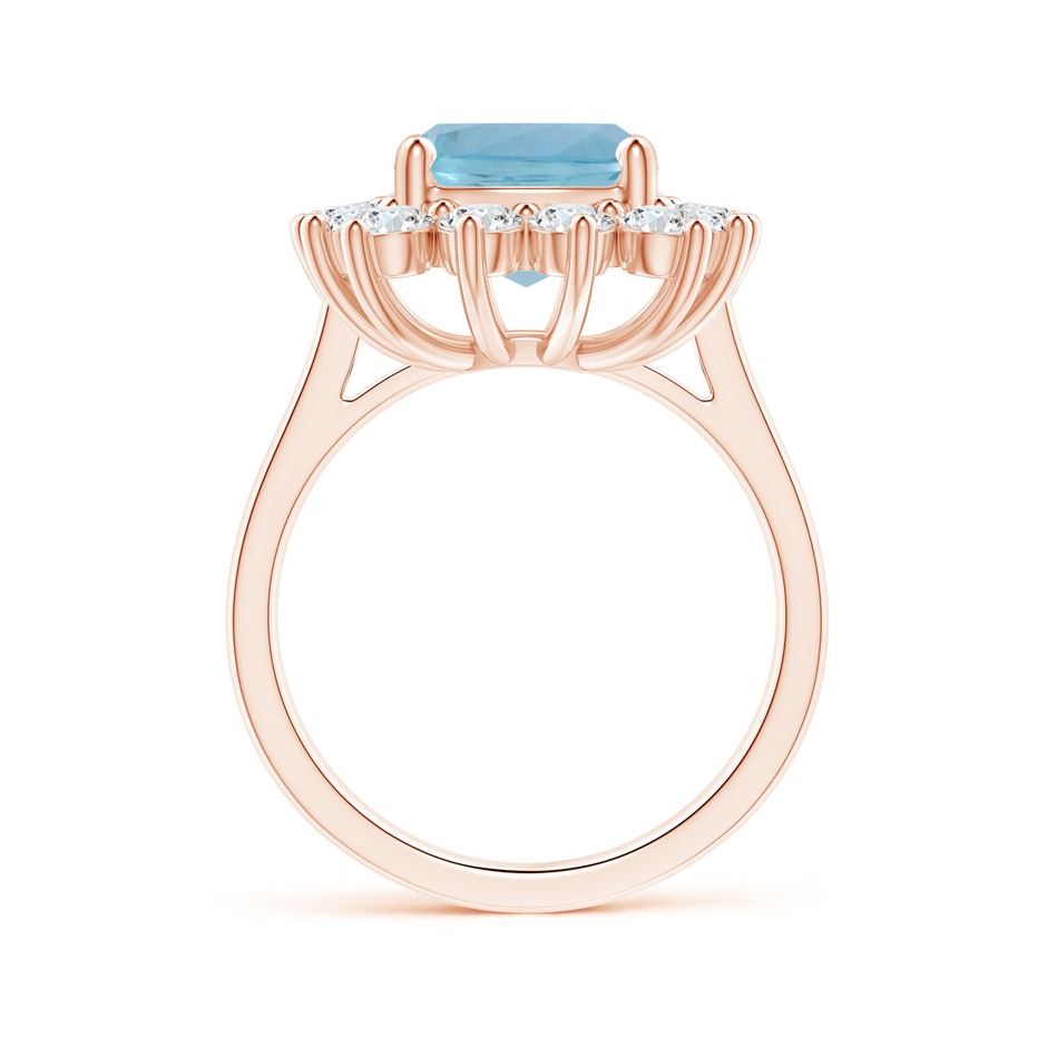 11.13x9.10x6.21mm AAAA Princess Diana Inspired GIA Certified Cushion Aquamarine Reverse Tapered Shank Ring with Halo in 18K Rose Gold side 199