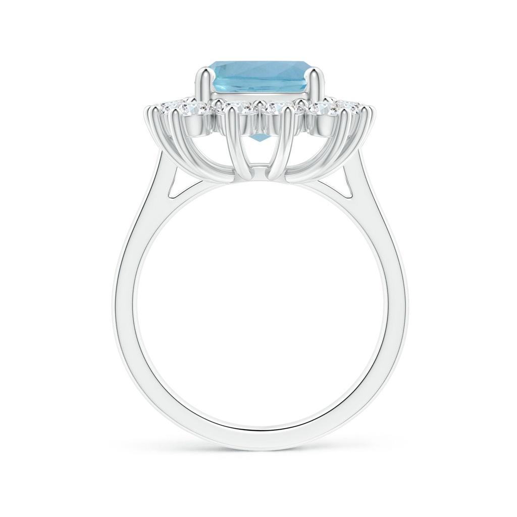 11.13x9.10x6.21mm AAAA Princess Diana Inspired GIA Certified Cushion Aquamarine Reverse Tapered Shank Ring with Halo in White Gold - side 199