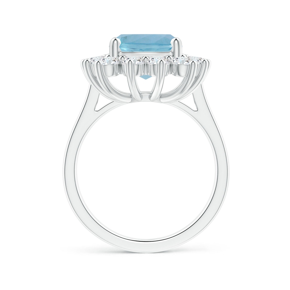 11.13x9.10x6.21mm AAAA Princess Diana Inspired GIA Certified Cushion Aquamarine Reverse Tapered Shank Ring with Halo in White Gold side 199