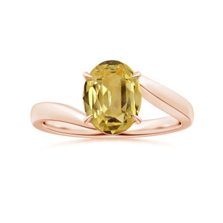 9.08x7.00x3.98mm AAAA Claw-Set Solitaire Oval Yellow Sapphire Bypass Ring in 18K Rose Gold