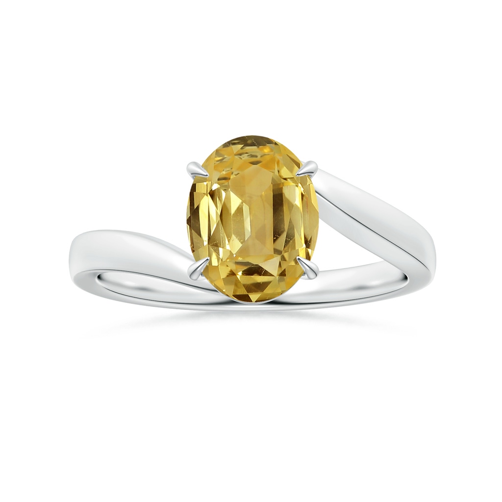 9.08x7.00x3.98mm AAAA Claw-Set Solitaire Oval Yellow Sapphire Bypass Ring in White Gold