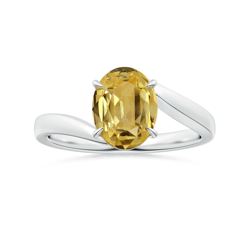 9.08x7.00x3.98mm AAAA Claw-Set Solitaire Oval Yellow Sapphire Bypass Ring in White Gold 