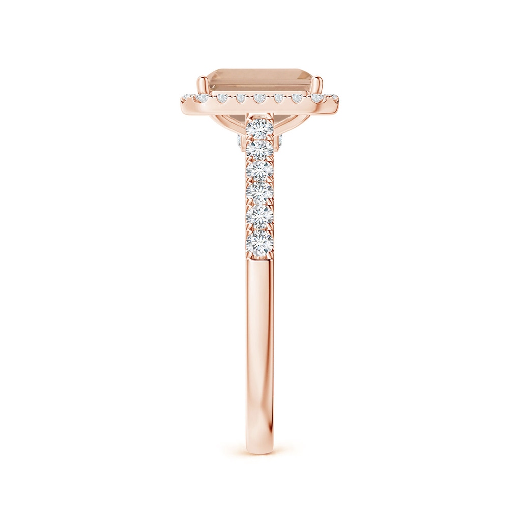 8.11x6.03x4.13mm AAA GIA Certified Emerald-Cut Morganite Halo Ring with Diamonds in 18K Rose Gold Side 399
