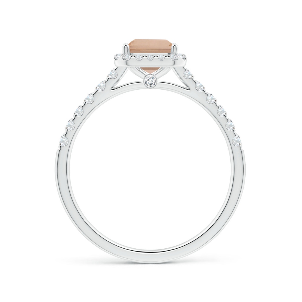 8.11x6.03x4.13mm AAA GIA Certified Emerald-Cut Morganite Halo Ring with Diamonds in 18K White Gold Side 199