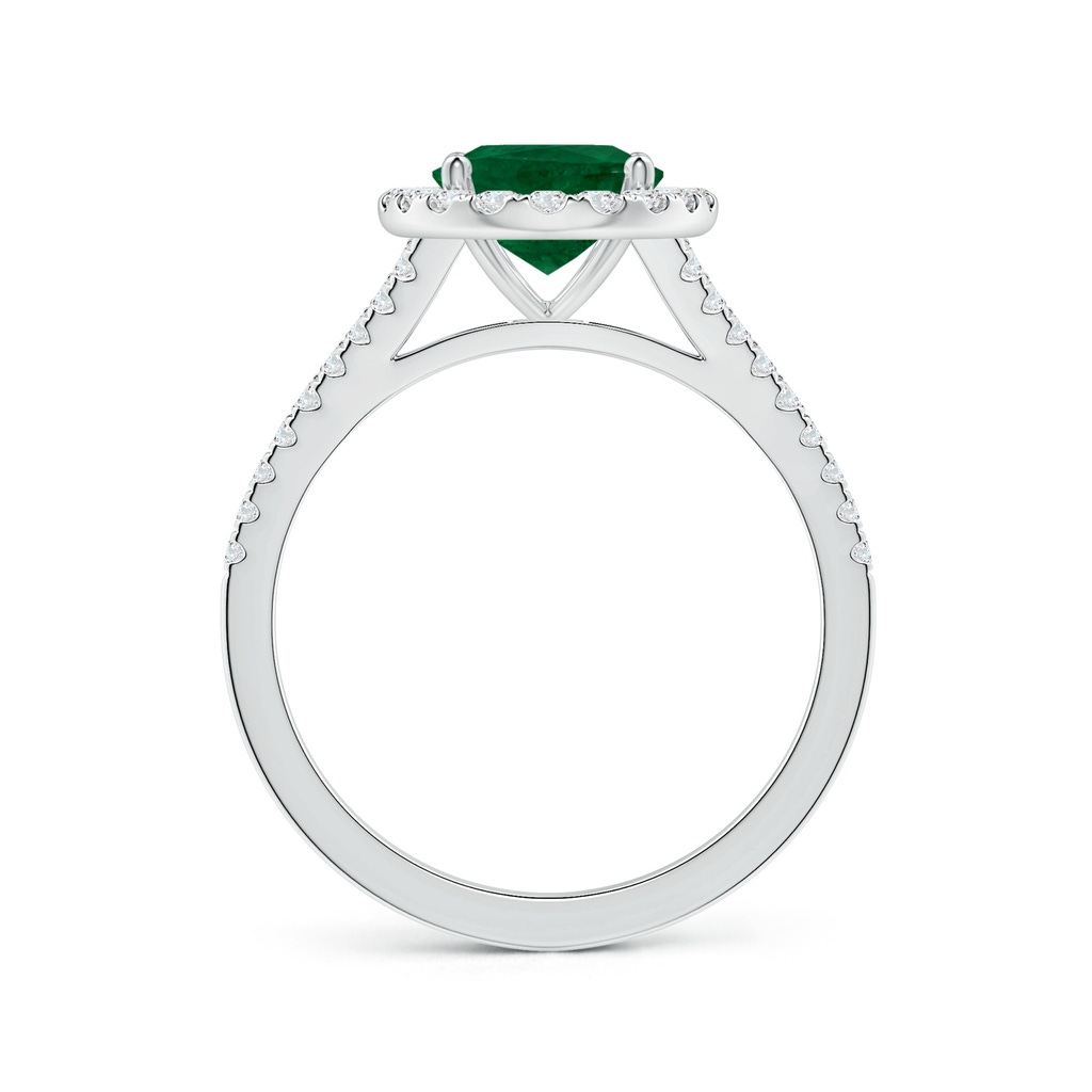 9.14x6.95x4.59mm AAA GIA Certified Oval Emerald Split Shank Ring with Diamond Halo in White Gold Side 199