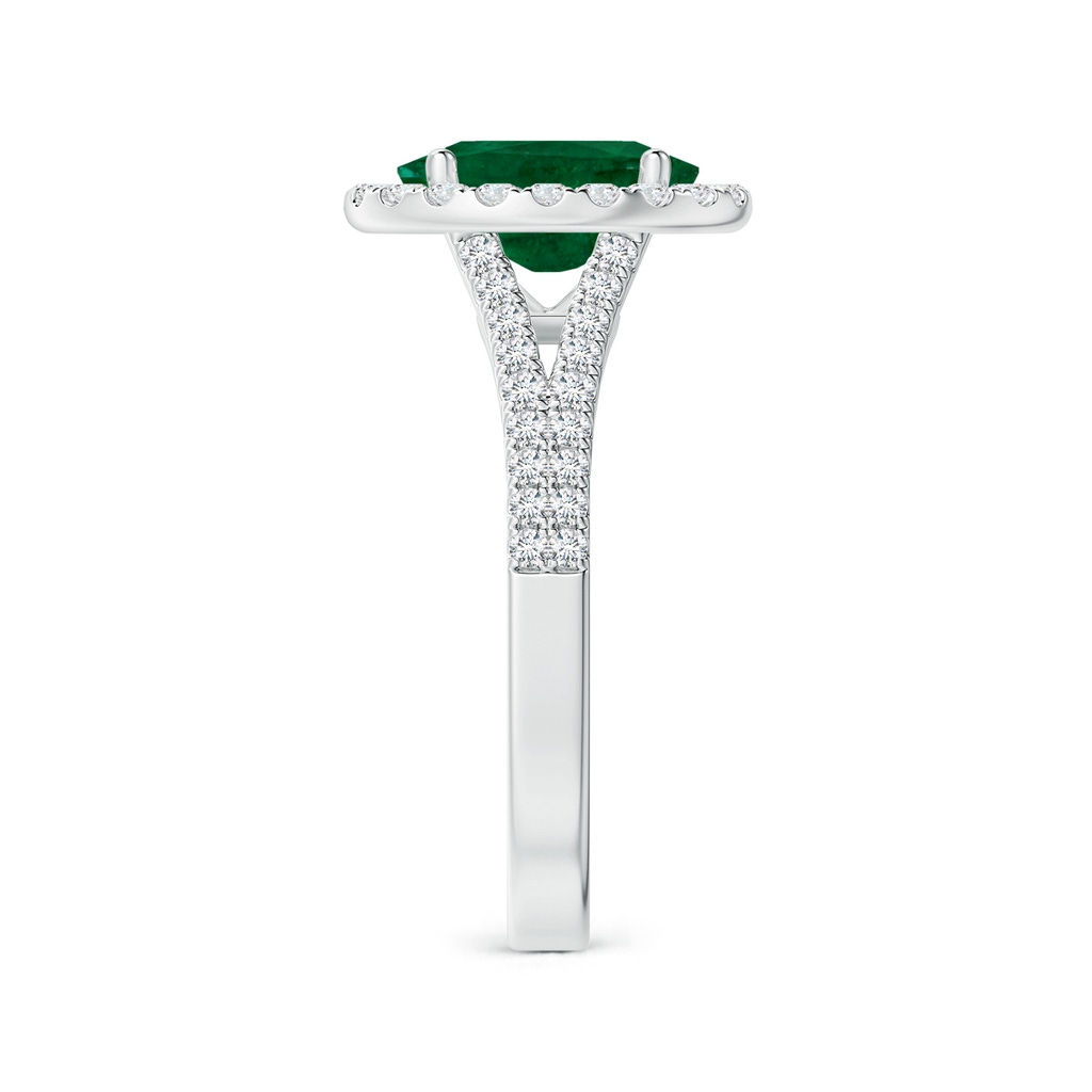 9.14x6.95x4.59mm AAA GIA Certified Oval Emerald Split Shank Ring with Diamond Halo in White Gold Side 399