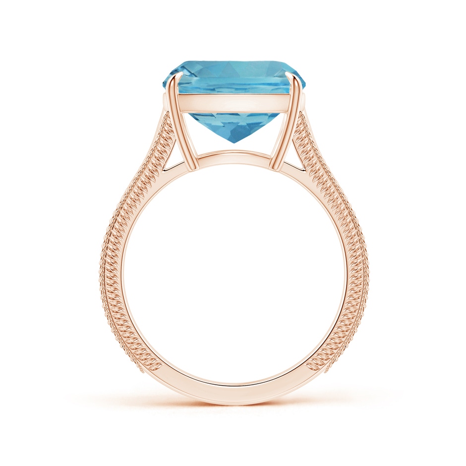 11.03x10.89x7.36mm AAA Claw-Set GIA Certified Cushion Aquamarine Solitaire Ring with Leaf Motifs in Rose Gold side-1