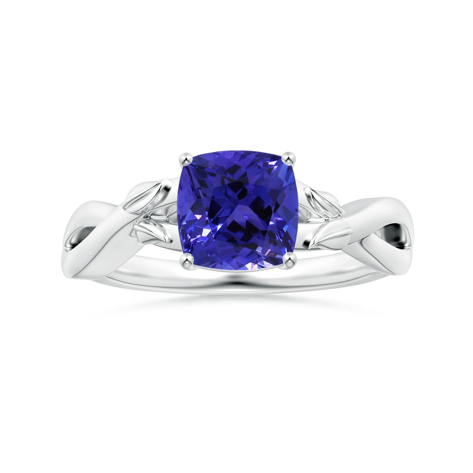 6.89x6.86x4.60mm AAA Nature Inspired GIA Certified Prong-Set Cushion Tanzanite Solitaire Ring in White Gold 