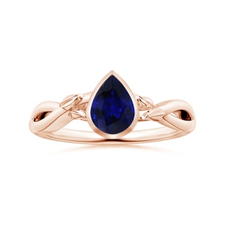 8.19x6.23x3.40mm AAA Nature Inspired GIA Certified Bezel-Set Pear-Shaped Sapphire Ring with Diamonds in 10K Rose Gold