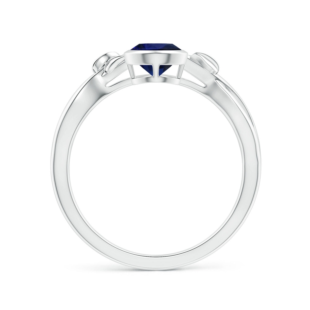 8.19x6.23x3.40mm AAA Nature Inspired GIA Certified Bezel-Set Pear-Shaped Sapphire Ring with Diamonds in 18K White Gold Side-1