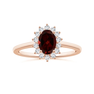 8.16x6.07x3.91mm AAA Princess Diana Inspired GIA Certified Oval Garnet Halo Ring in 10K Rose Gold