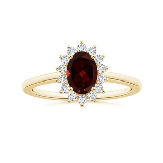 8.16x6.07x3.91mm AAA Princess Diana Inspired GIA Certified Oval Garnet Halo Ring in 18K Yellow Gold