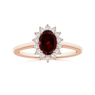 8.16x6.07x3.91mm AAA Princess Diana Inspired GIA Certified Oval Garnet Halo Ring in 9K Rose Gold