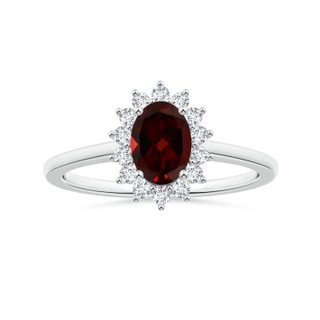8.16x6.07x3.91mm AAA Princess Diana Inspired GIA Certified Oval Garnet Halo Ring in P950 Platinum