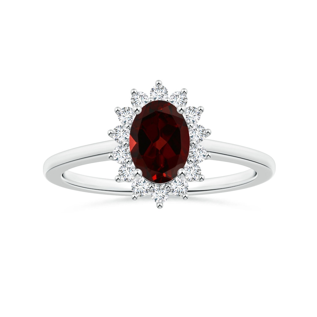 8.16x6.07x3.91mm AAA Princess Diana Inspired GIA Certified Oval Garnet Halo Ring in White Gold
