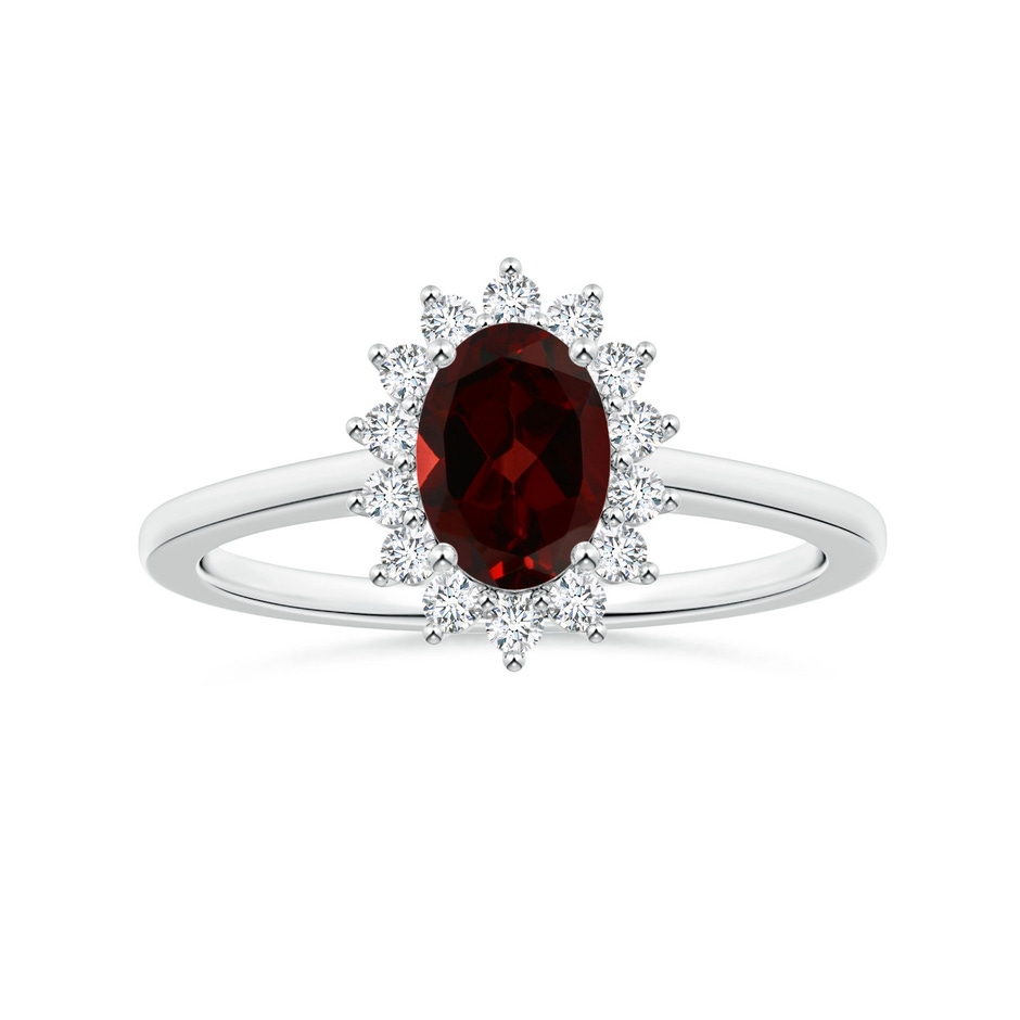 8.16x6.07x3.91mm AAA Princess Diana Inspired GIA Certified Oval Garnet Halo Ring in White Gold 