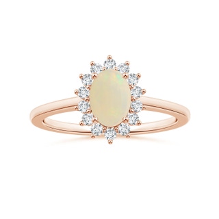 7.80x5.92x2.48mm AAA GIA Certified Princess Diana Inspired Oval Opal Ring with Halo in 10K Rose Gold