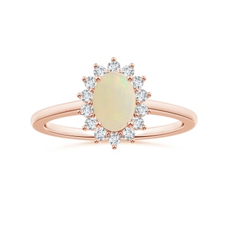 7.80x5.92x2.48mm AAA GIA Certified Princess Diana Inspired Oval Opal Ring with Halo in 18K Rose Gold