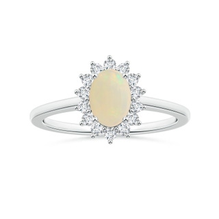 7.80x5.92x2.48mm AAA GIA Certified Princess Diana Inspired Oval Opal Ring with Halo in P950 Platinum