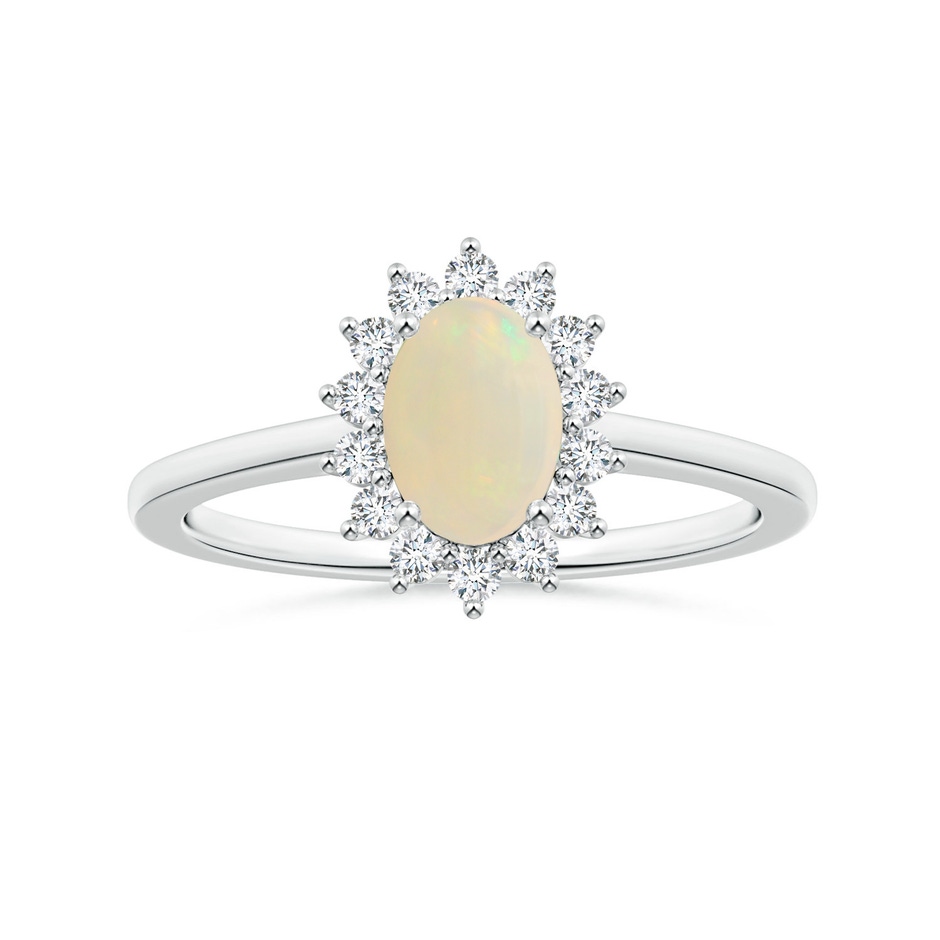7.80x5.92x2.48mm AAA GIA Certified Princess Diana Inspired Oval Opal Ring with Halo in P950 Platinum 