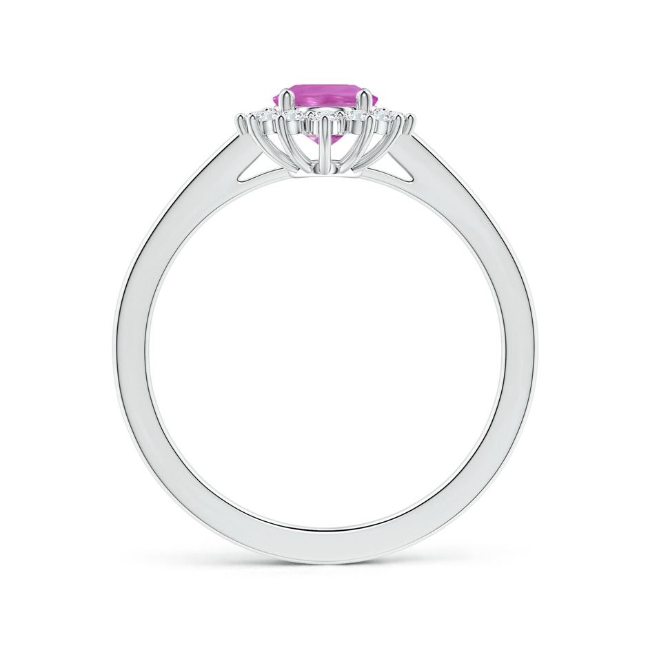 8.19x6.15x2.72mm AAAA Princess Diana Inspired Oval Pink Sapphire Ring with Halo in P950 Platinum Side 199