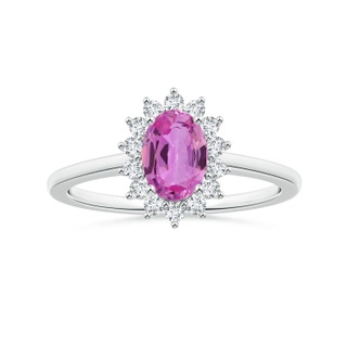 8.19x6.15x2.72mm AAAA Princess Diana Inspired Oval Pink Sapphire Ring with Halo in White Gold