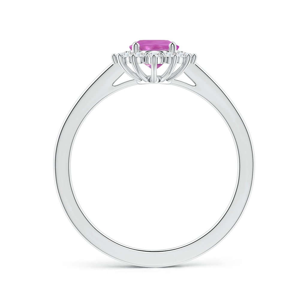 8.19x6.15x2.72mm AAAA Princess Diana Inspired Oval Pink Sapphire Ring with Halo in White Gold Side 199