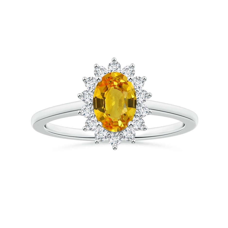 8.03x6.12x3.29mm AAAA Princess Diana Inspired Oval Yellow Sapphire Halo Ring in P950 Platinum 