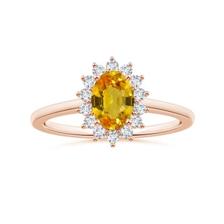 8.03x6.12x3.29mm AAAA Princess Diana Inspired Oval Yellow Sapphire Halo Ring in Rose Gold