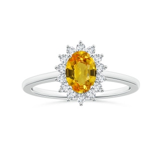 8.03x6.12x3.29mm AAAA Princess Diana Inspired Oval Yellow Sapphire Halo Ring in White Gold