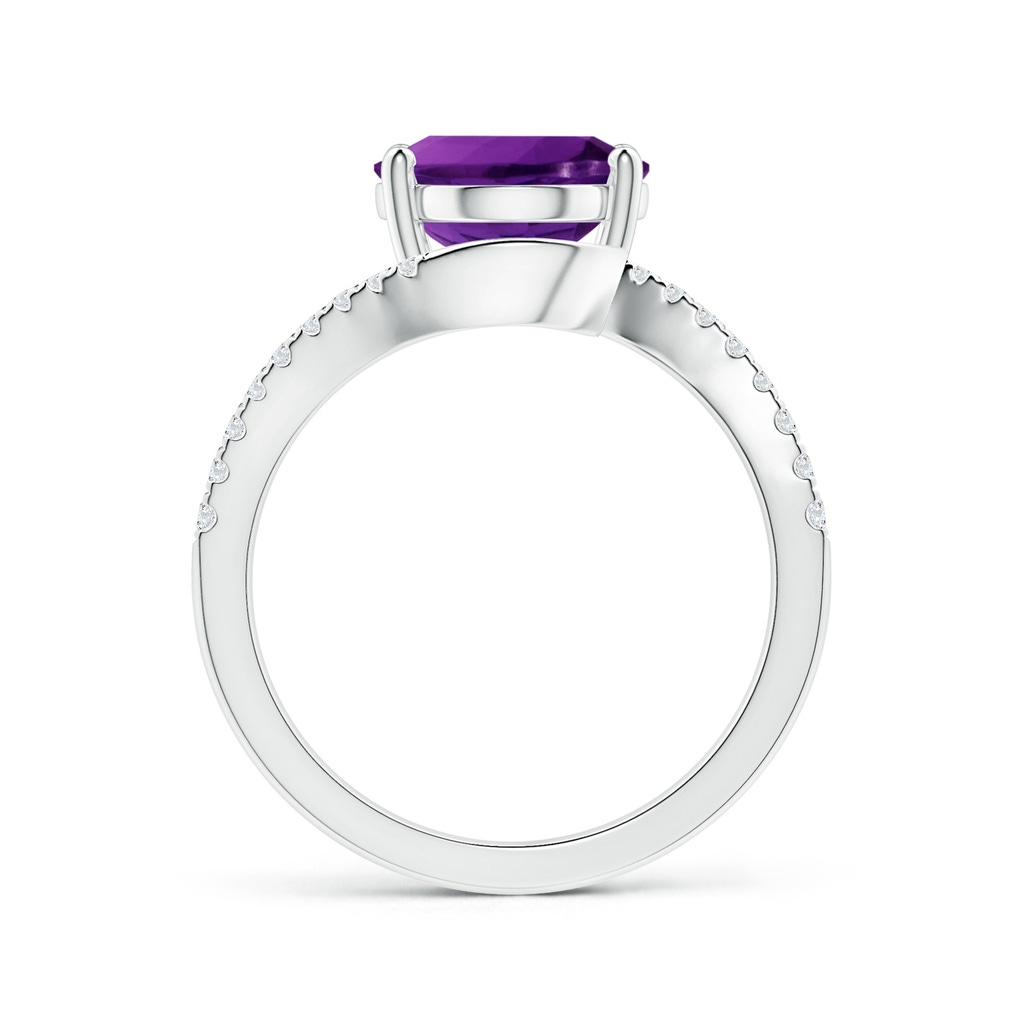 11.21x9.20x5.94mm AA GIA Certified Prong-Set Oval Amethyst Bypass Ring with Diamonds in P950 Platinum Side 199