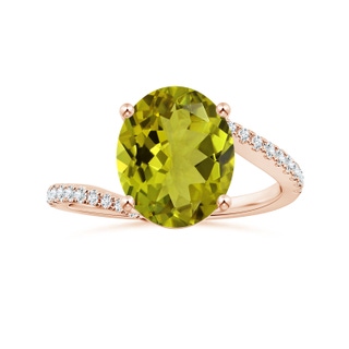 10.94x8.09x4.86mm AA Prong-Set GIA Certified Oval Tourmaline Bypass Ring in 9K Rose Gold