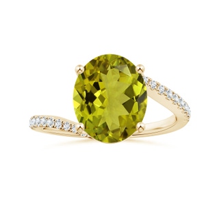 10.94x8.09x4.86mm AA Prong-Set GIA Certified Oval Tourmaline Bypass Ring in Yellow Gold